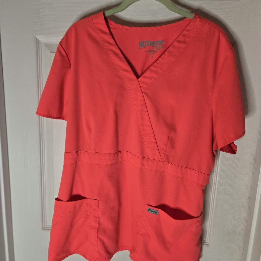 Grey's Anatomy Women's Coral V-Neck Scrub Top